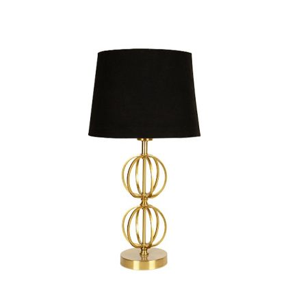 TABLE LAMP WITH BLACK VELVET SHADE METAL GOLD 57x57cm