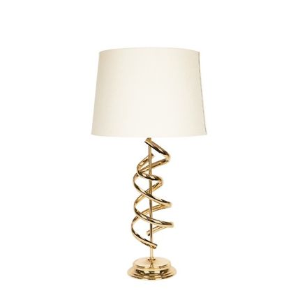 TABLE LAMP WITH ECRU LINEN SHADE METAL GOLD 33x64cm