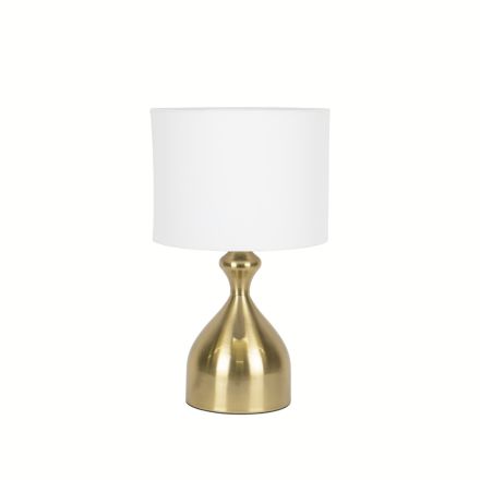 TABLE LAMP WITH WHITE LINEN SHADE METAL GOLD 28x47cm