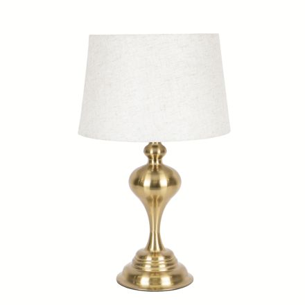 TABLE LAMP WITH ECRU LINEN SHADE METAL GOLD 33.5x55cm