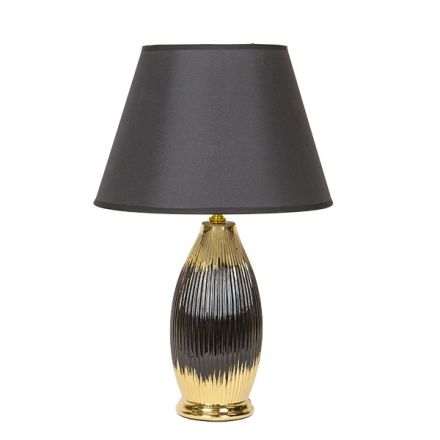 ΕΠΙΤΡΑΠΕΖΙΟ ΦΩΤΙΣΤΙΚΟ ΜΕ ΜΑΥΡΟ ΚΑΠΕΛΟ ΚΕΡΑΜΙΚΟ ΧΡΥΣΟ - ΜΑΥΡΟ 28x28x48cm