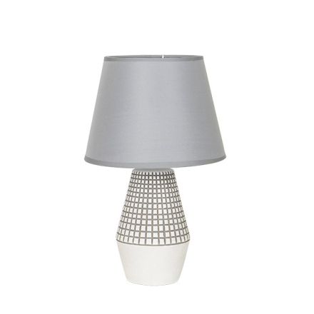 TABLE LAMP WITH GREY LINEN SHADE CERAMIC WHITE - GREY 23x23x36cm