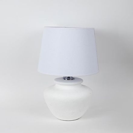 TABLE LAMP WITH LINEN SHADE CERAMIC WHITE 27x27x53cm
