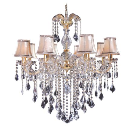 CHANDELIER 3xE14 WITH HATS & CRYSTALS GOLD 69x84cm