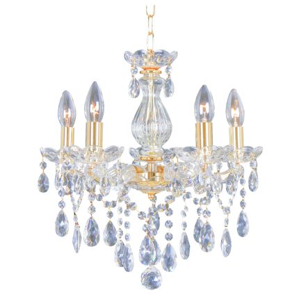 CHANDELIER 5xE14 CRYSTALS GOLD 45x42cm