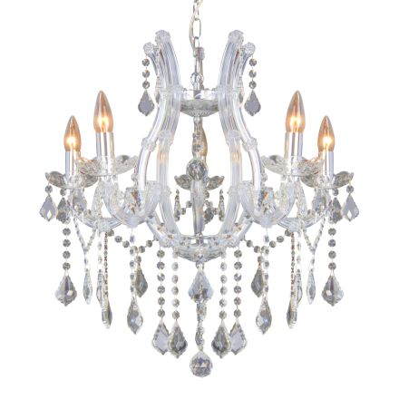 CHANDELIER 5xE14 CRYSTALS PLEXIGLASS 54x54cm