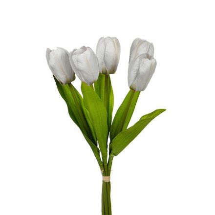 TULIP BOUQUET 5 BRANCHES WHITE 37cm