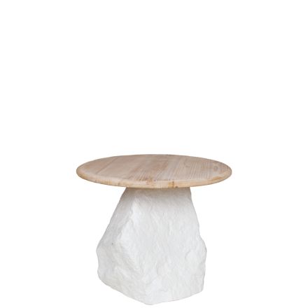 COFFE TABLE ΞΥΛΟ-ΠΟΛΥΡΕΖΙΝ WHITE-NATURAL 60x60x44cm
