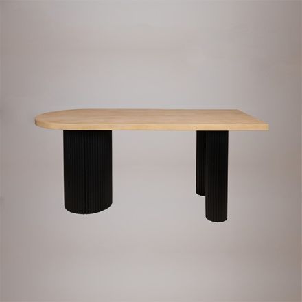 TABLE WOOD NATURAL-BLACK 180x80x76.5cm
