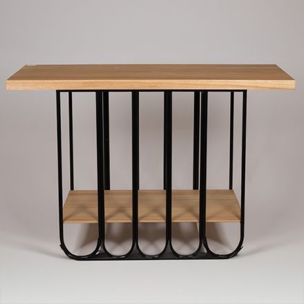 ΚΟΝΣΟΛΑ ΜΕΤΑΛΛΟ-ΞΥΛΟ ΦΥΣΙΚΟ-ΜΑΥΡΟ 120x40x78cm