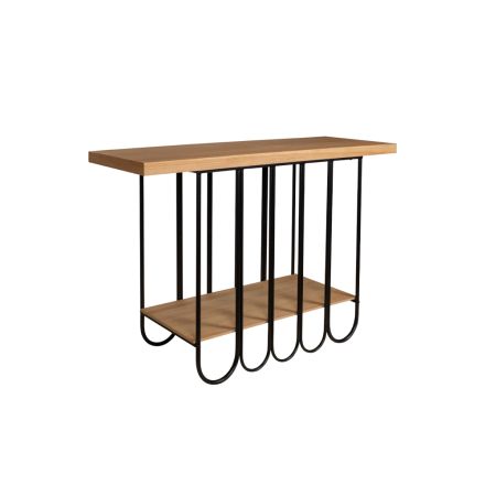ΚΟΝΣΟΛΑ ΜΕΤΑΛΛΟ-ΞΥΛΟ ΦΥΣΙΚΟ-ΜΑΥΡΟ 120x40x78cm