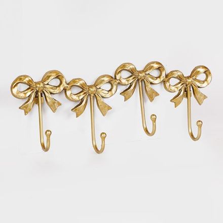 WALL HOOK 4 HOOKS METAL GOLD 46x6x17cm