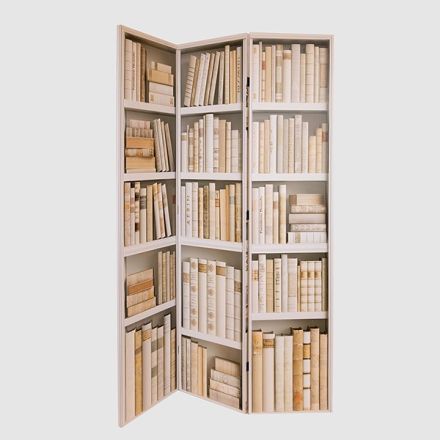 FOLDING SCREEN CANVAS PRINT BOOKSHELF BEIGE-BROWN 120x2.5x180cm