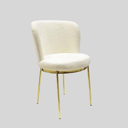 CHAIR BOUCLE WHITE-GOLD 59x55x83cm