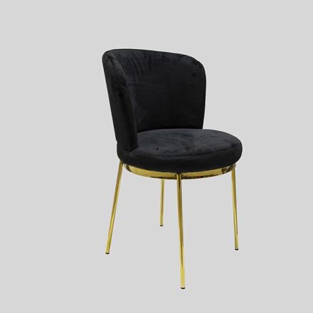 CHAIR VELVET BLACK-GOLD 59x55x83cm