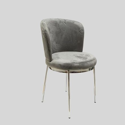 CHAIR VELVET GREY-SILVER 59x55x83cm
