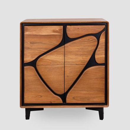 CABINET ACACIA WOOD LIGHT BROWN 2 DOORS 85x38x95cm