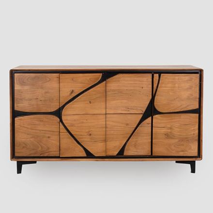 CABINET ACACIA WOOD LIGHT BROWN 3 DOORS 170x38x95cm