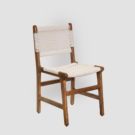 CHAIR ACACIA WOOD WHITE-NATURAL 46x46x86cm