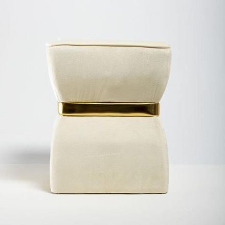 STOOL VELVET ECRU-GOLD 38x38x46cm