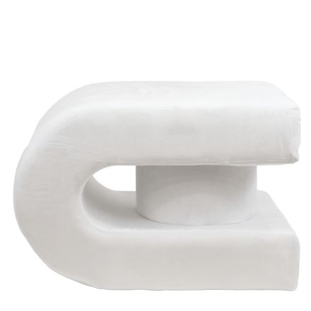 STOOL VELVET IVORY MDF 60.5x40x40cm