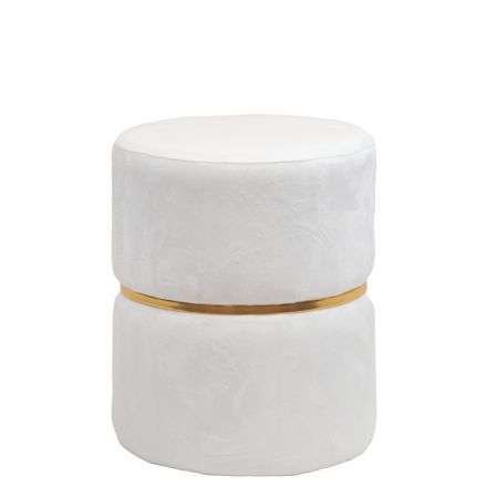 STOOL VELVET IVORY MDF 31x31x37cm