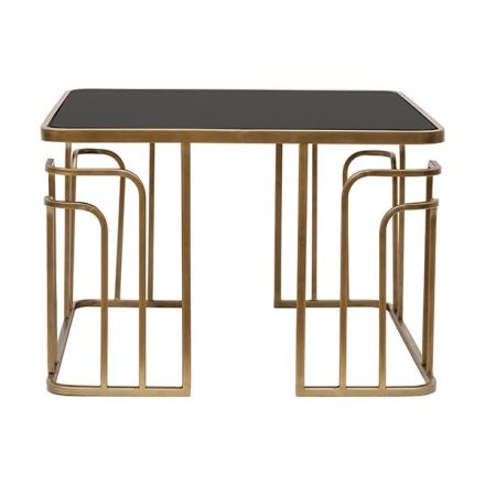 ΤΡΑΠΕΖΙ  ΜΕΤΑΛΛΙΚΟ  ΜΕ ΓΥΑΛΙΝΗ ΕΠΙΦΑΝΕΙΑ ΧΡΥΣΟ 60x60x40.5cm