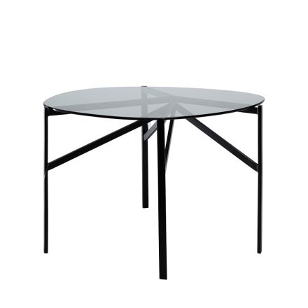TABLE METAL BLACK -  GLASS TOP 70.5x52x45cm