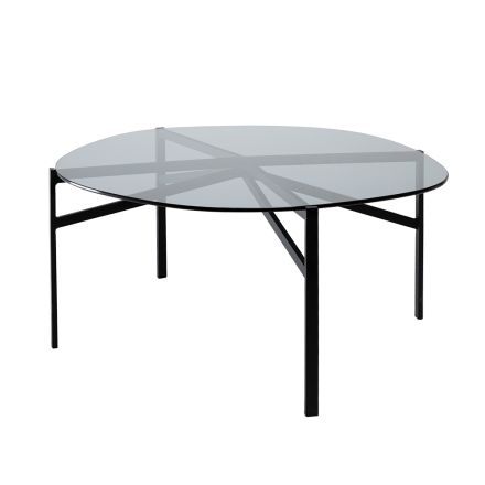 TABLE METAL BLACK -  GLASS TOP 73x72x35cm