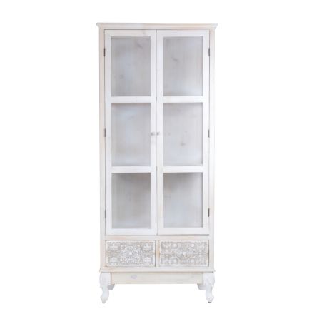 CABINET SHOWCASE WOODEN LIGHT GREY 68x32x160cm