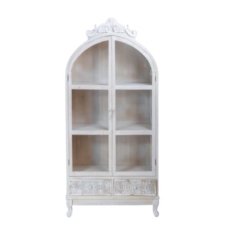 CABINET SHOWCASE WOODEN LIGHT GREY 93.5x32x160cm