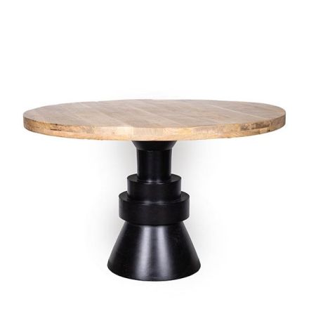 ΤΡΑΠΕΖΙ ΞΥΛΟ ΜΑΝΓΚΟ ΦΥΣΙΚΟ-ΜΑΥΡΟ 120x120x74cm