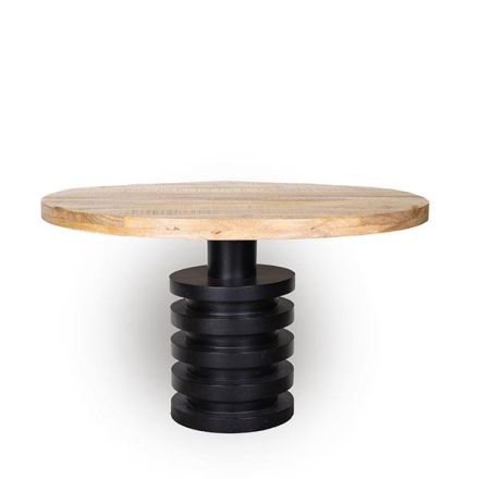 TABLE MANGO WOOD NATURAL-BLACK 120x120x74cm