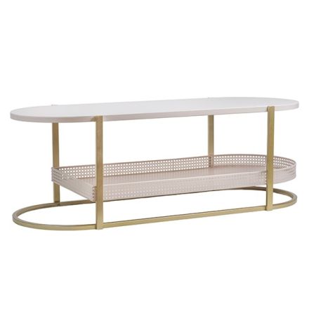 COFFEE TABLE METAL WHITE - GOLD 117x47.5x40.5cm