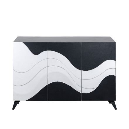 CABINET WOODEN WHITE - BLACK 120x31x81cm