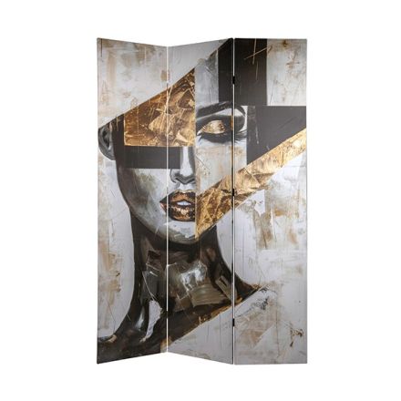 ΠΑΡΑΒΑΝ ΚΑΜΒΑΣ ΕΚΤΥΠΩΣΗ ΓΥΝΑΙΚΑ ΛΕΥΚΟ - ΜΑΥΡΟ- ΧΡΥΣΟ 120x2.5x180cm