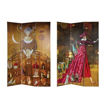FOLDING SCREEN CANVAS PRINT GEISHA ORANGE - RED 120x2.5x180cm