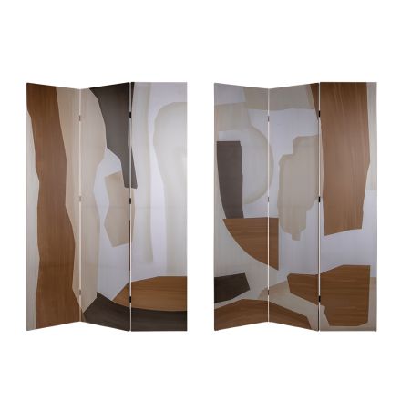 FOLDING SCREEN CANVAS PRINT ABSTRACT ART WHITE - BEIGE - BROWN - BLACK 120x2.5x180cm