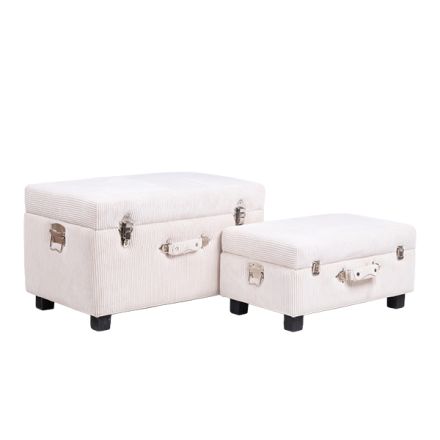 S/2 CHEST - STOOL VELVET CREAM 60x38x36cm / 50x30x26cm