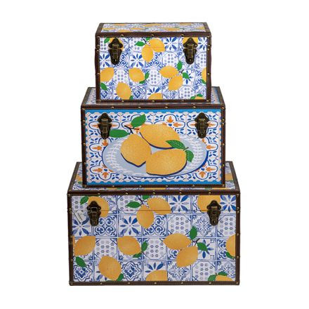 S/3 ΜΠΑΟΥΛΑ ΛΕΜΟΝΙΑ ΞΥΛΙΝΑ ΠΟΛΥΧΡΩΜΑ 35x35x59cm / 30x30x49cm / 25x25x39cm