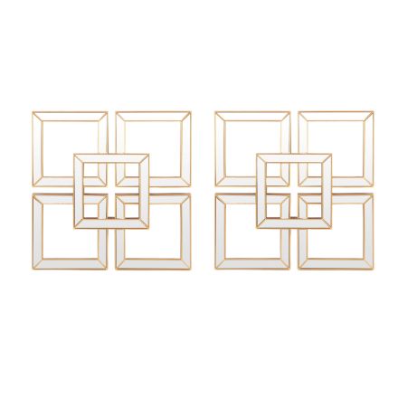 S/2 DECORATIVE MIRRORS SQUARE POLYRESIN GOLD 35x2.5x35cm