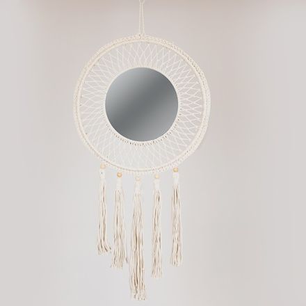WALL MIRROR PLASTIC MACRAME BEIGE 55x110cm