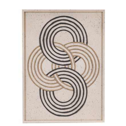 CANVAS WALL ART WITH RAISED PATTERN CIRCULAR DESIGN WHITE - BEIGE - BLACK 60x3x80cm