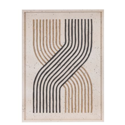 CANVAS WALL ART WITH RAISED PATTERN LINES DESIGN WHITE - BEIGE - BLACK 60x3x80cm