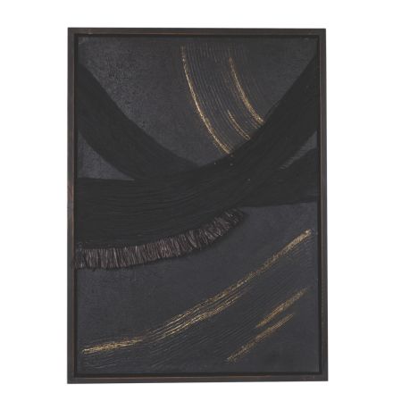 CANVAS WALL ART WITH RAISED PATTERN BLACK - GOLD 60x4x80cm