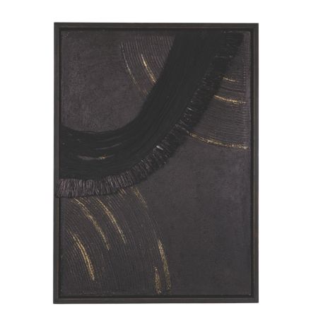 CANVAS WALL ART WITH RAISED PATTERN BLACK - GOLD 60x4x80cm
