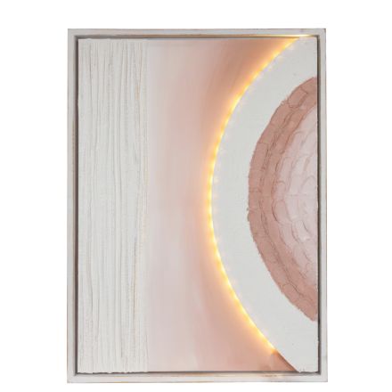 CANVAS WALL ART WITH LED LIGHT WITH RAISED PATTERN BEIGE - WHITE 60x4x80cm