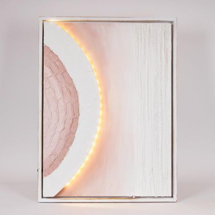 CANVAS WALL ART WITH LED LIGHT WITH RAISED PATTERN BEIGE - WHITE 60x4x80cm