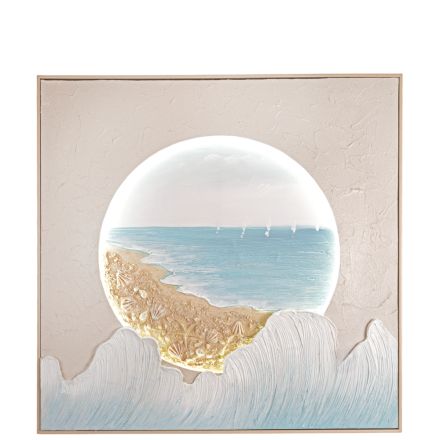 WALL ART 3D LED SEA BEIGE - LIGHT BLUE 82x5x82cm