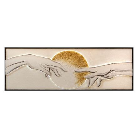 CANVAS WALL ART 2835-30LEDS HANDS WHITE - GREY - GOLD 120x4.5x40cm